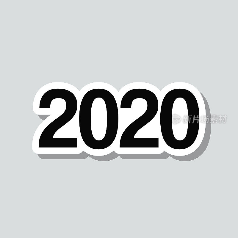 2020年- 2020年。图标贴纸在灰色背景